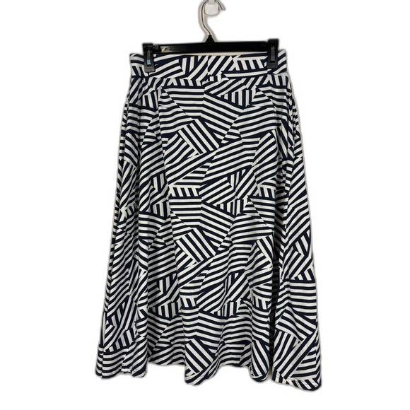 Pact Dresses & Skirts - Pact Blue White Stripe Print Pull On Midi Skirt Women's Medium Stretch Boho